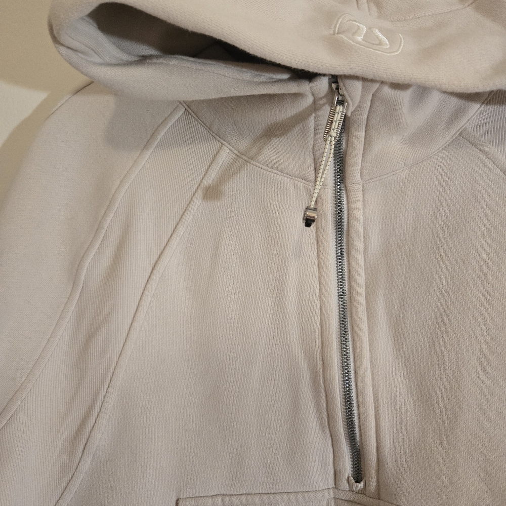 Lululemon Women's Cropped Half-Zip Hooded Sweatshirt - Cream Xl - Picture 2 of 3